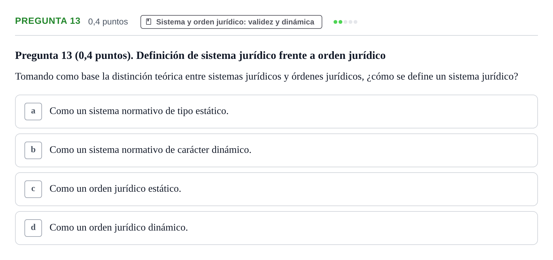 Enunciado: Pregunta 13 · Introducción al Derecho UOC 2023