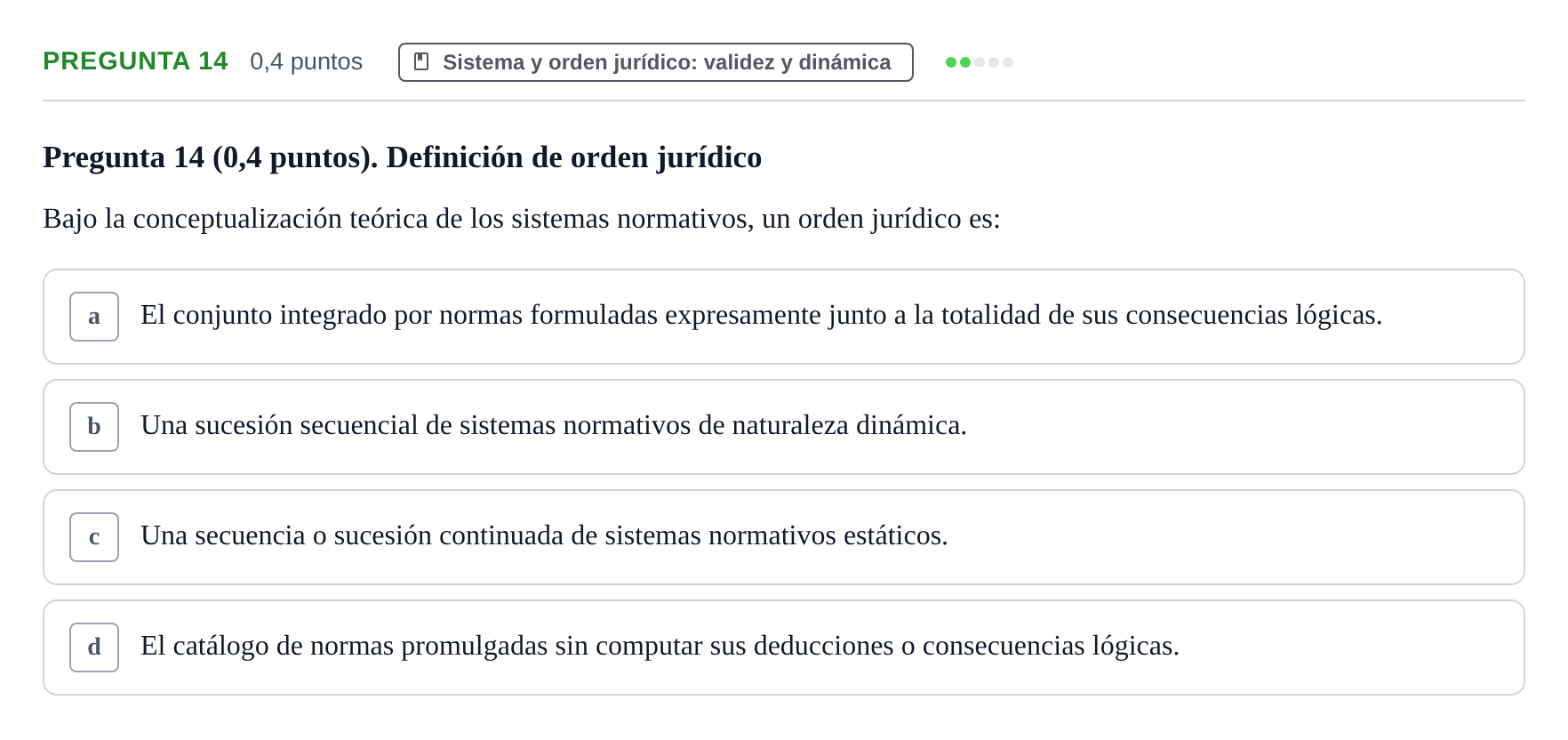 Enunciado: Pregunta 14 · Introducción al Derecho UOC 2023