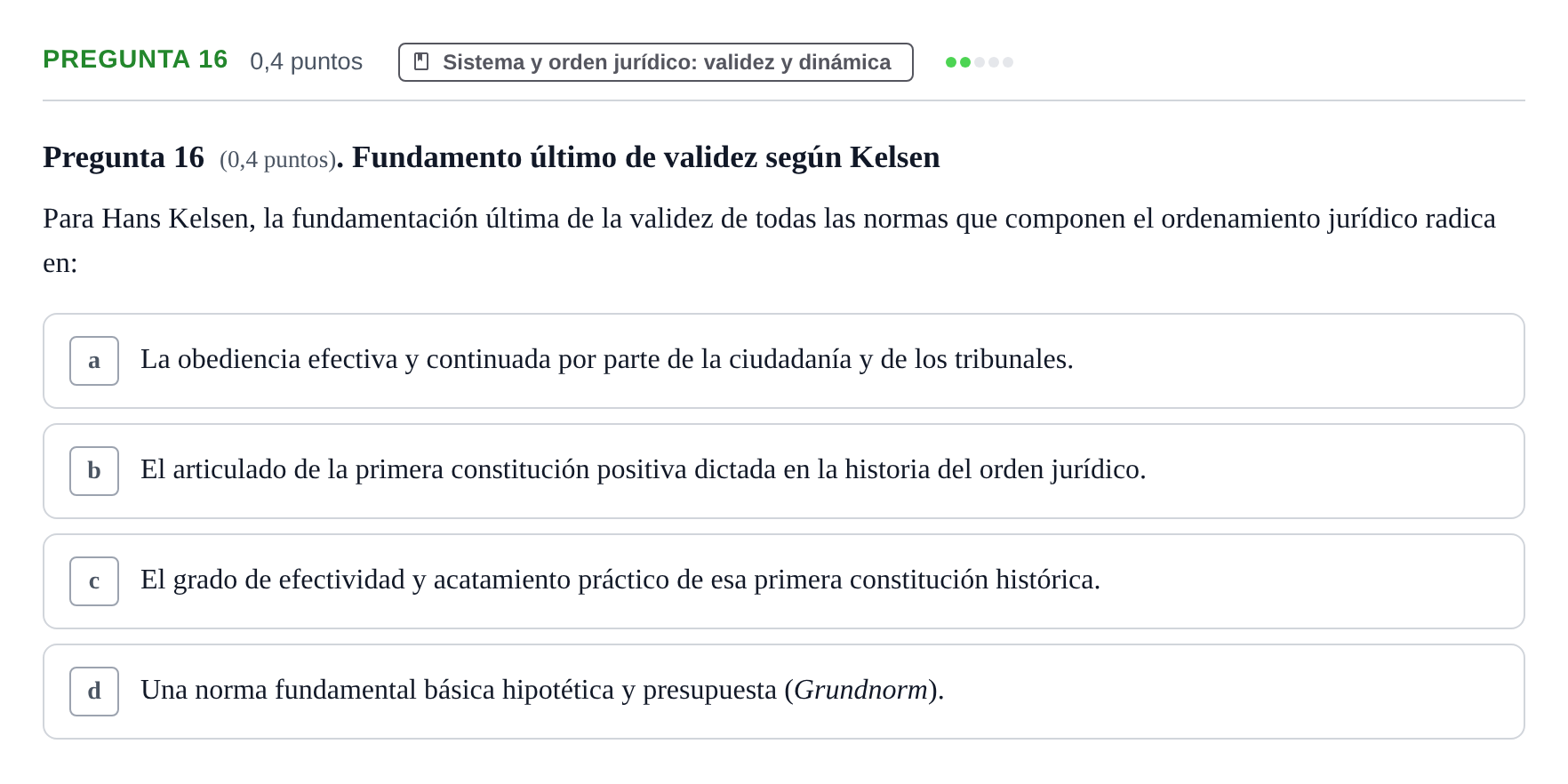 Enunciado: Pregunta 16 · Introducción al Derecho UOC 2023