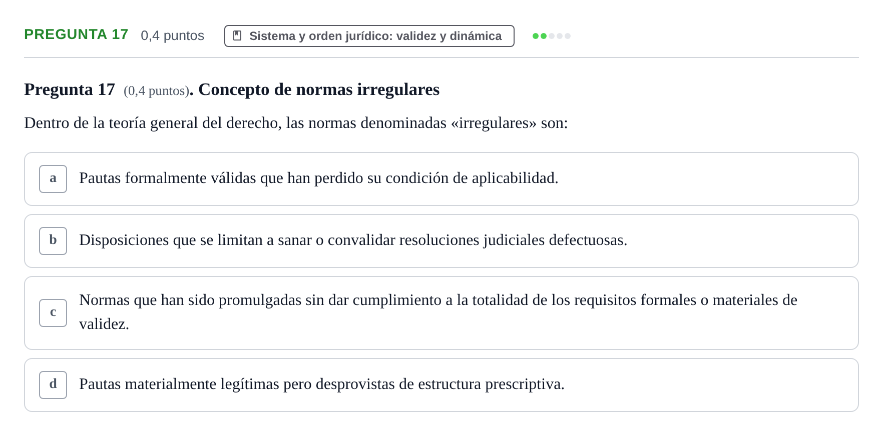 Enunciado: Pregunta 17 · Introducción al Derecho UOC 2023