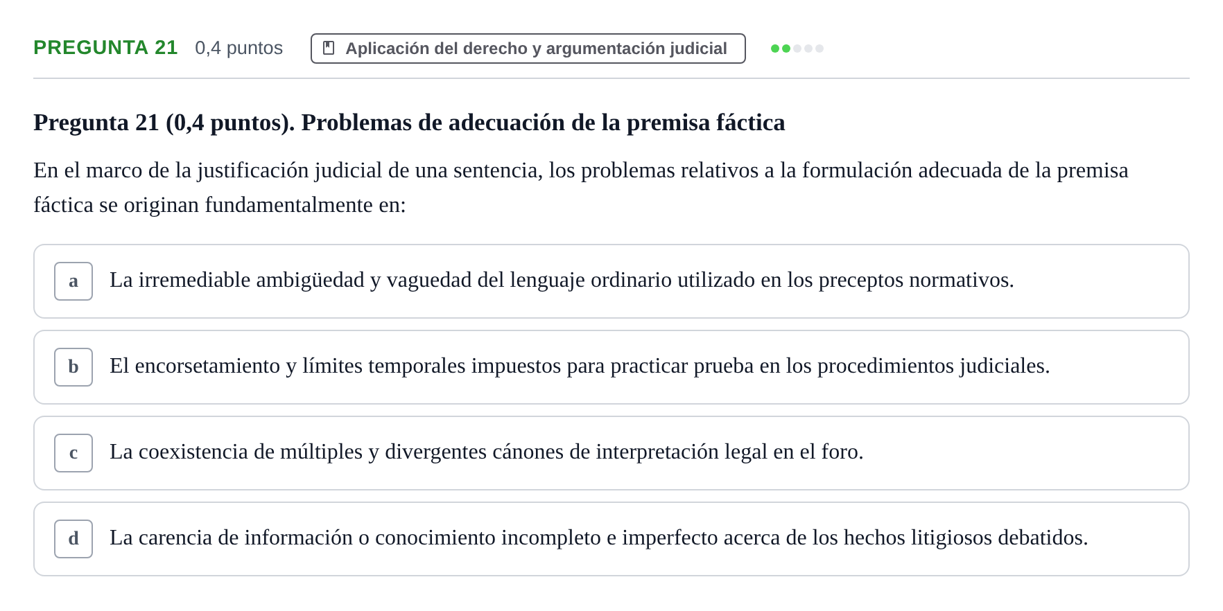 Enunciado: Pregunta 21 · Introducción al Derecho UOC 2023