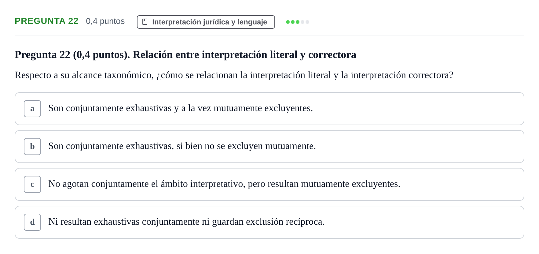 Enunciado: Pregunta 22 · Introducción al Derecho UOC 2023