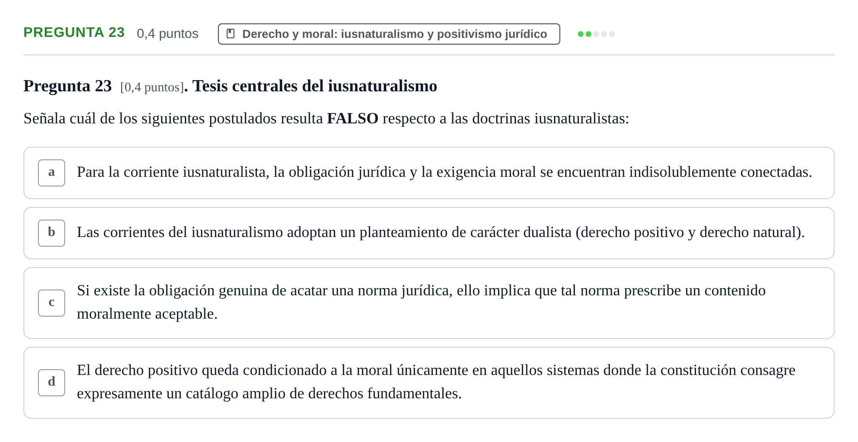 Enunciado: Pregunta 23 · Introducción al Derecho UOC 2023