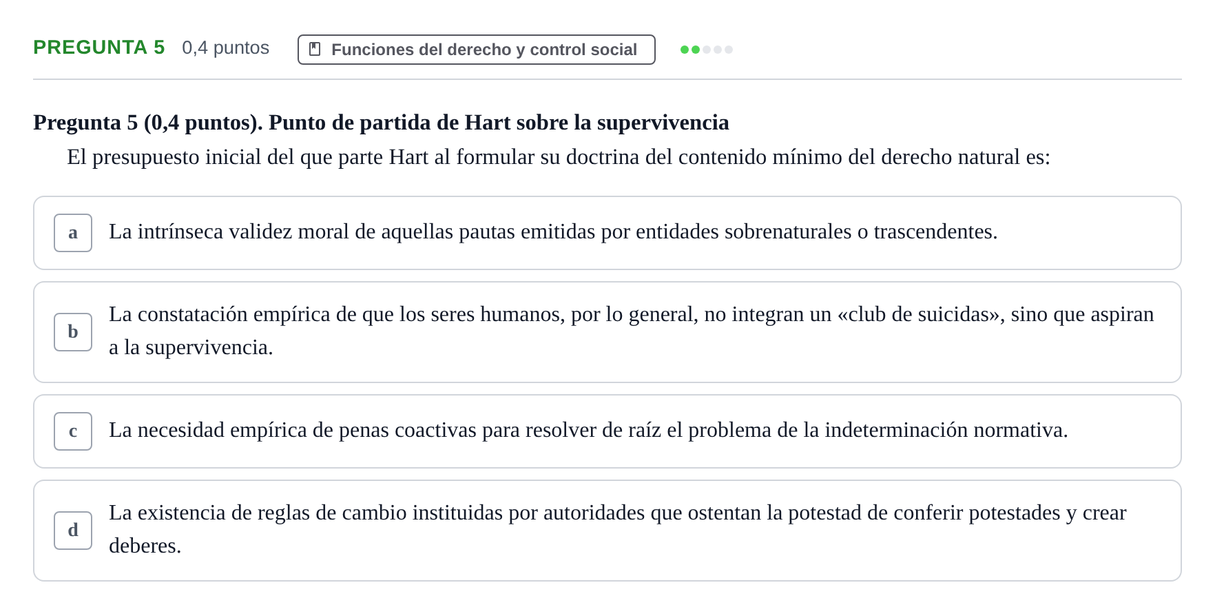 Enunciado: Pregunta 5 · Introducción al Derecho UOC 2023