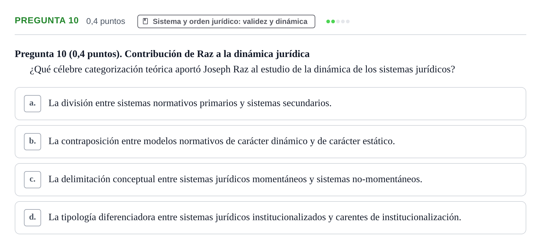 Enunciado: Pregunta 10 · Introducción al Derecho UOC 2023