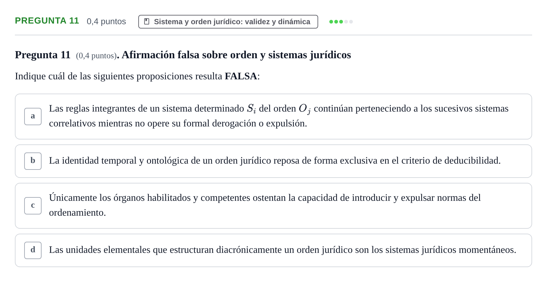 Enunciado: Pregunta 11 · Introducción al Derecho UOC 2023