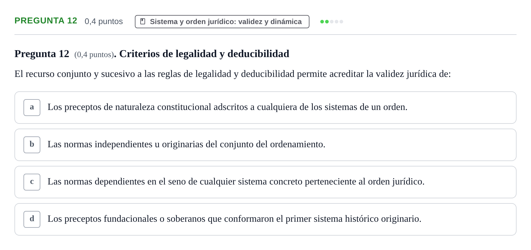 Enunciado: Pregunta 12 · Introducción al Derecho UOC 2023