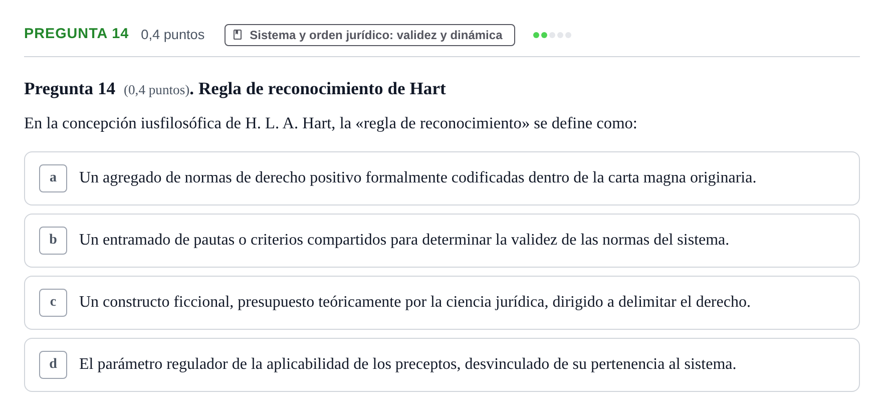 Enunciado: Pregunta 14 · Introducción al Derecho UOC 2023
