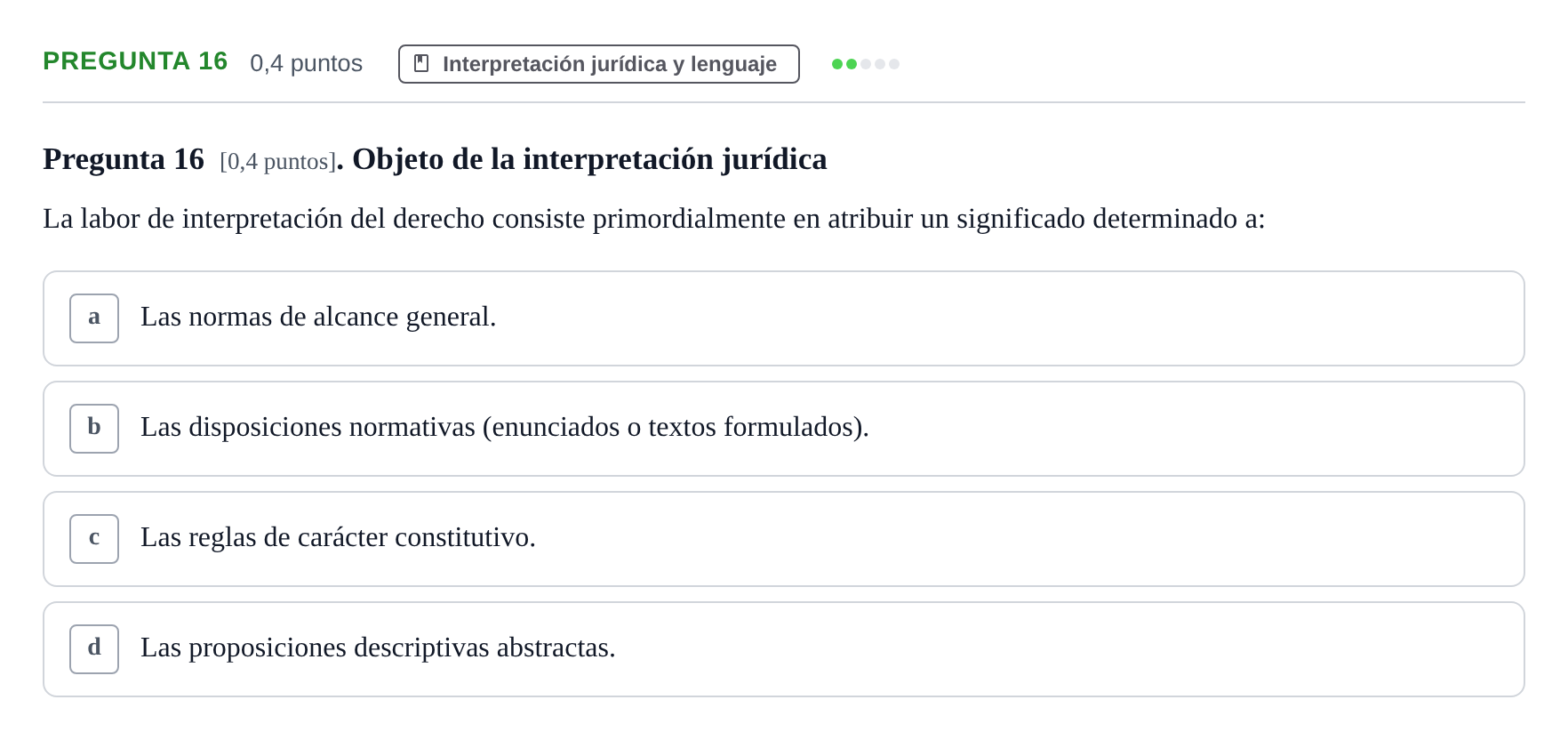 Enunciado: Pregunta 16 · Introducción al Derecho UOC 2023