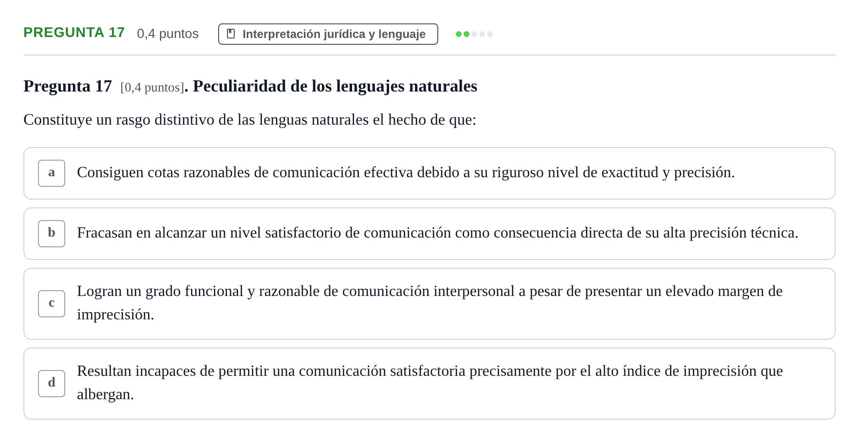 Enunciado: Pregunta 17 · Introducción al Derecho UOC 2023
