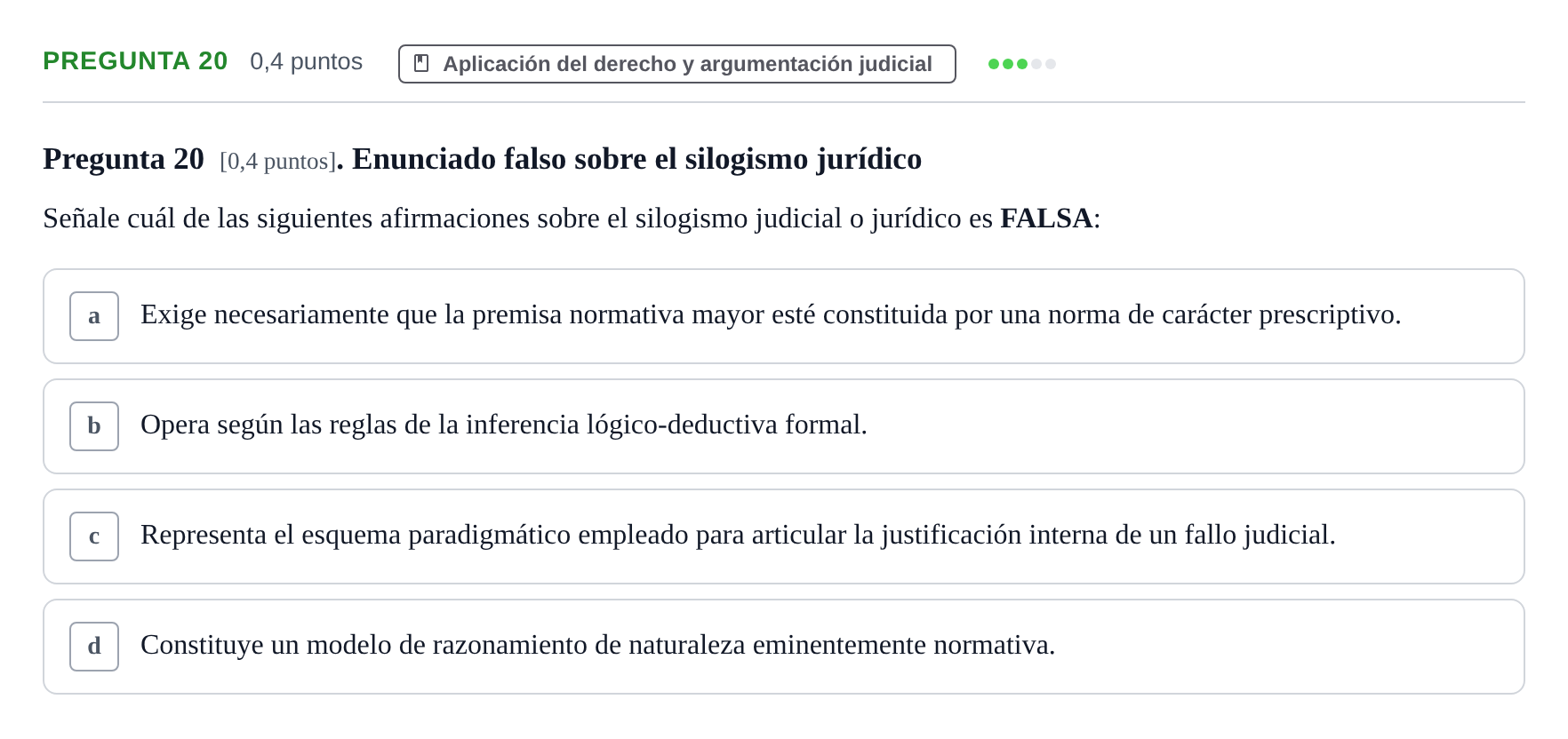 Enunciado: Pregunta 20 · Introducción al Derecho UOC 2023