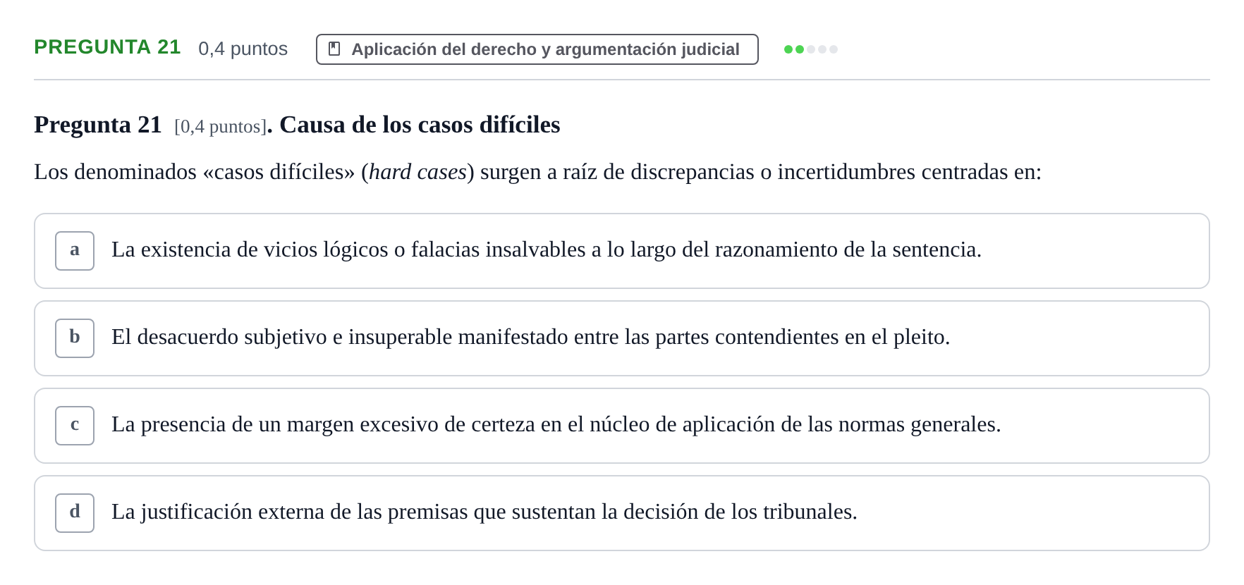 Enunciado: Pregunta 21 · Introducción al Derecho UOC 2023