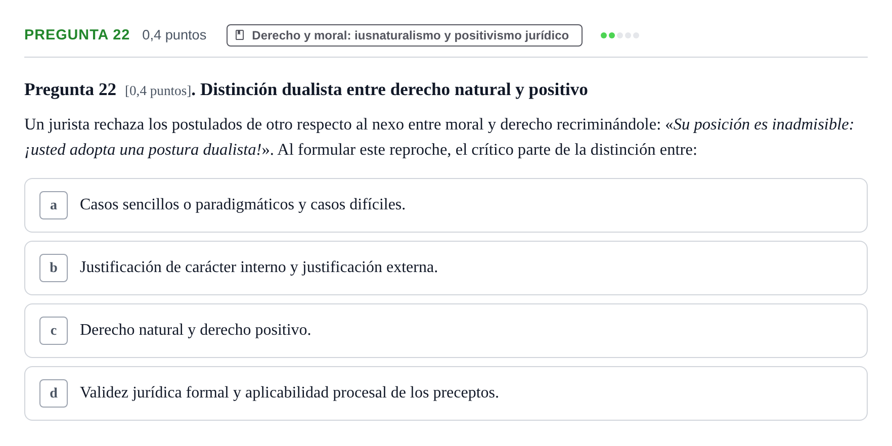 Enunciado: Pregunta 22 · Introducción al Derecho UOC 2023