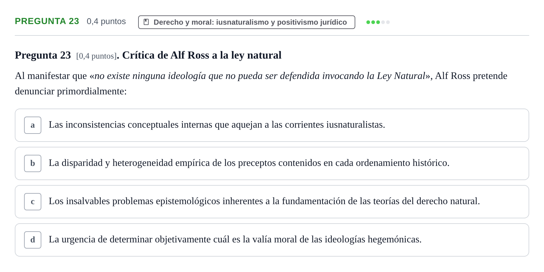 Enunciado: Pregunta 23 · Introducción al Derecho UOC 2023