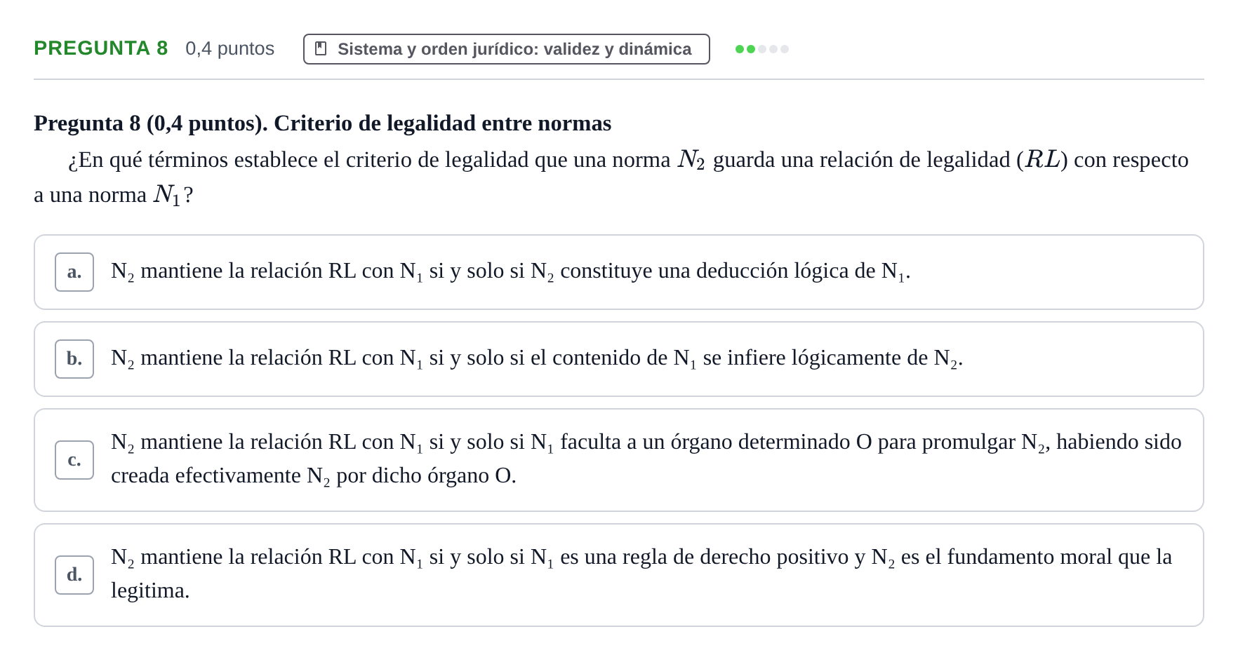 Enunciado: Pregunta 8 · Introducción al Derecho UOC 2023
