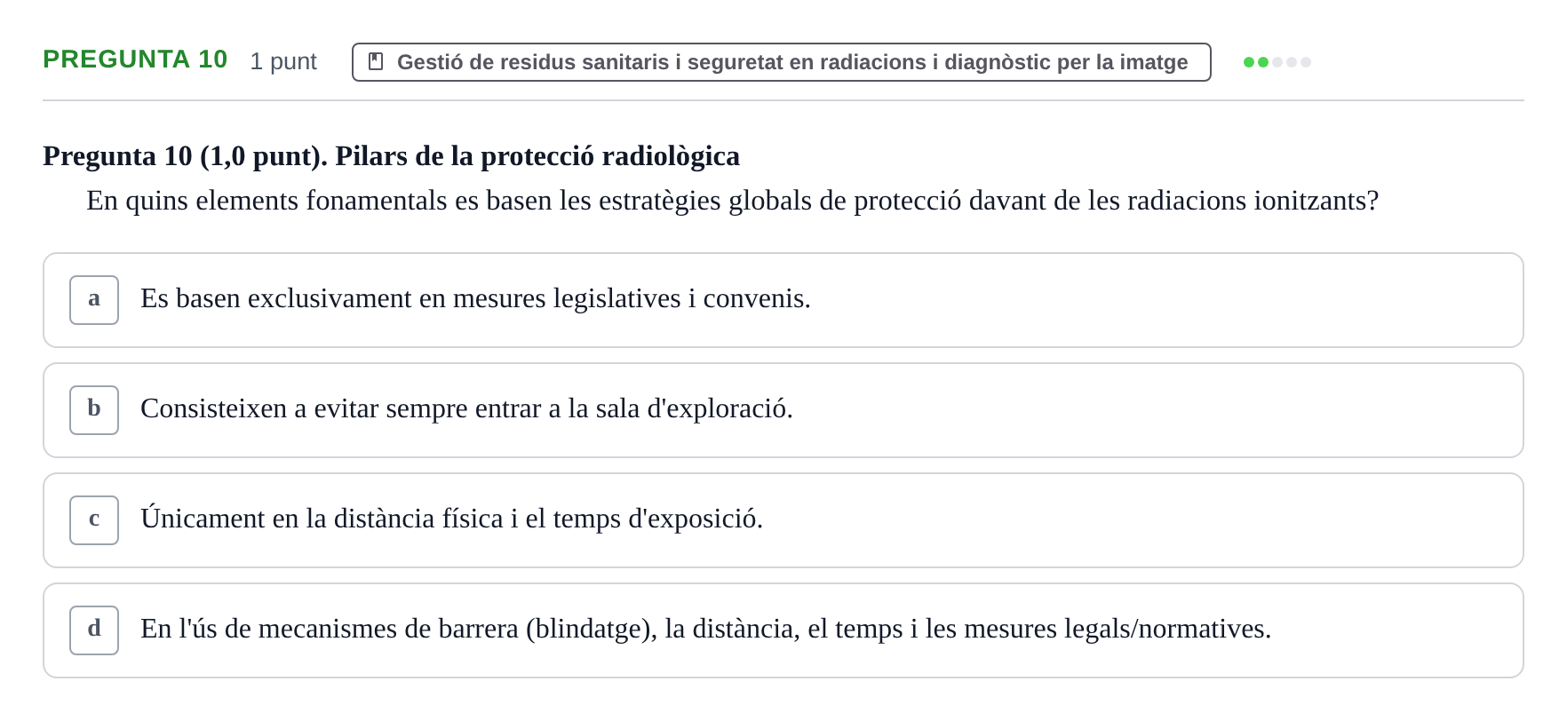 Enunciado: Pregunta 10 · Infermeria de salut pùblica i comunitària UB Juny 2023