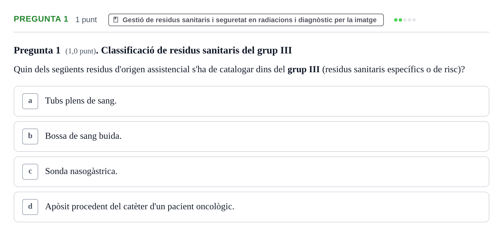 Enunciado: Pregunta 1 · Infermeria de salut pùblica i comunitària UB Juny 2023