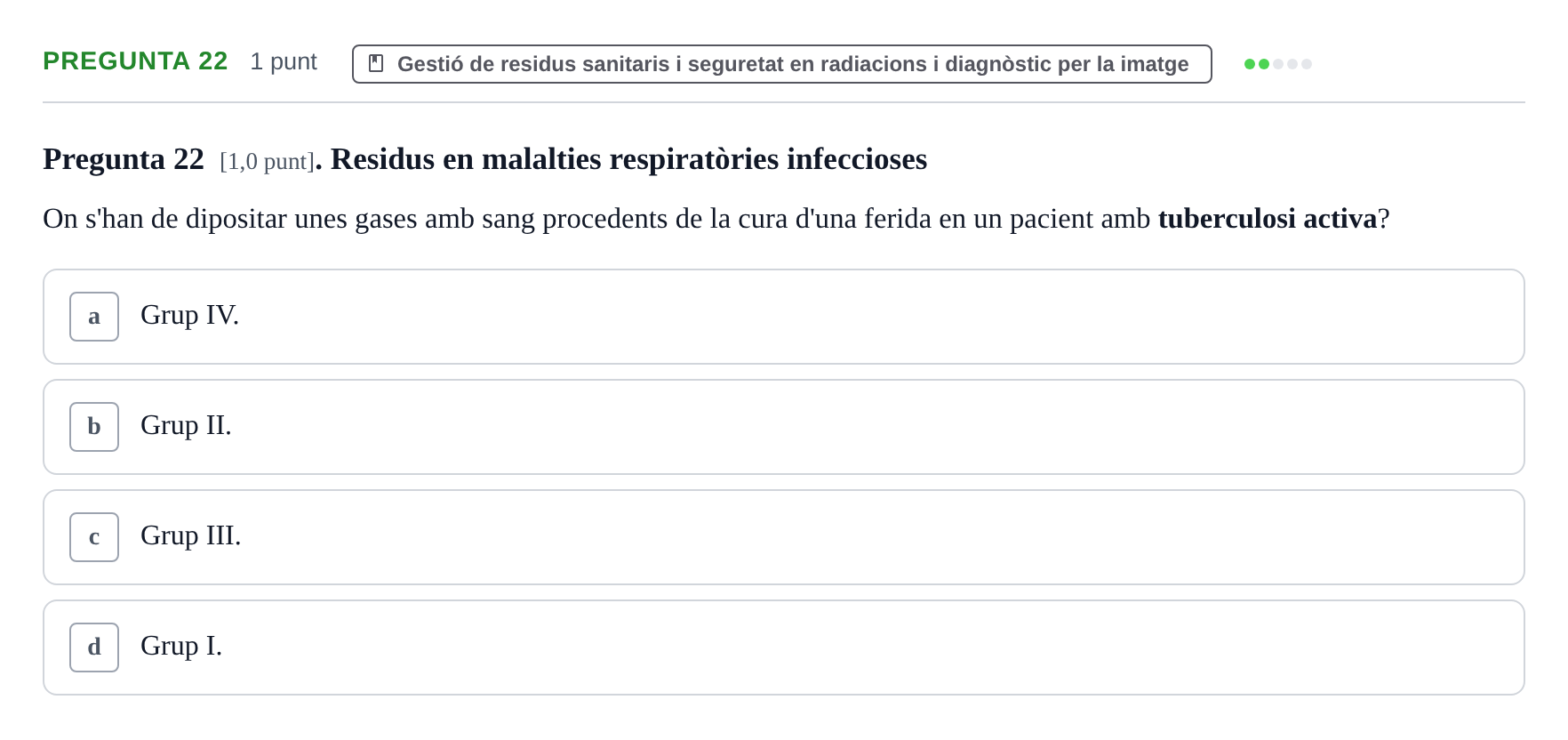 Enunciado: Pregunta 22 · Infermeria de salut pùblica i comunitària UB Juny 2023