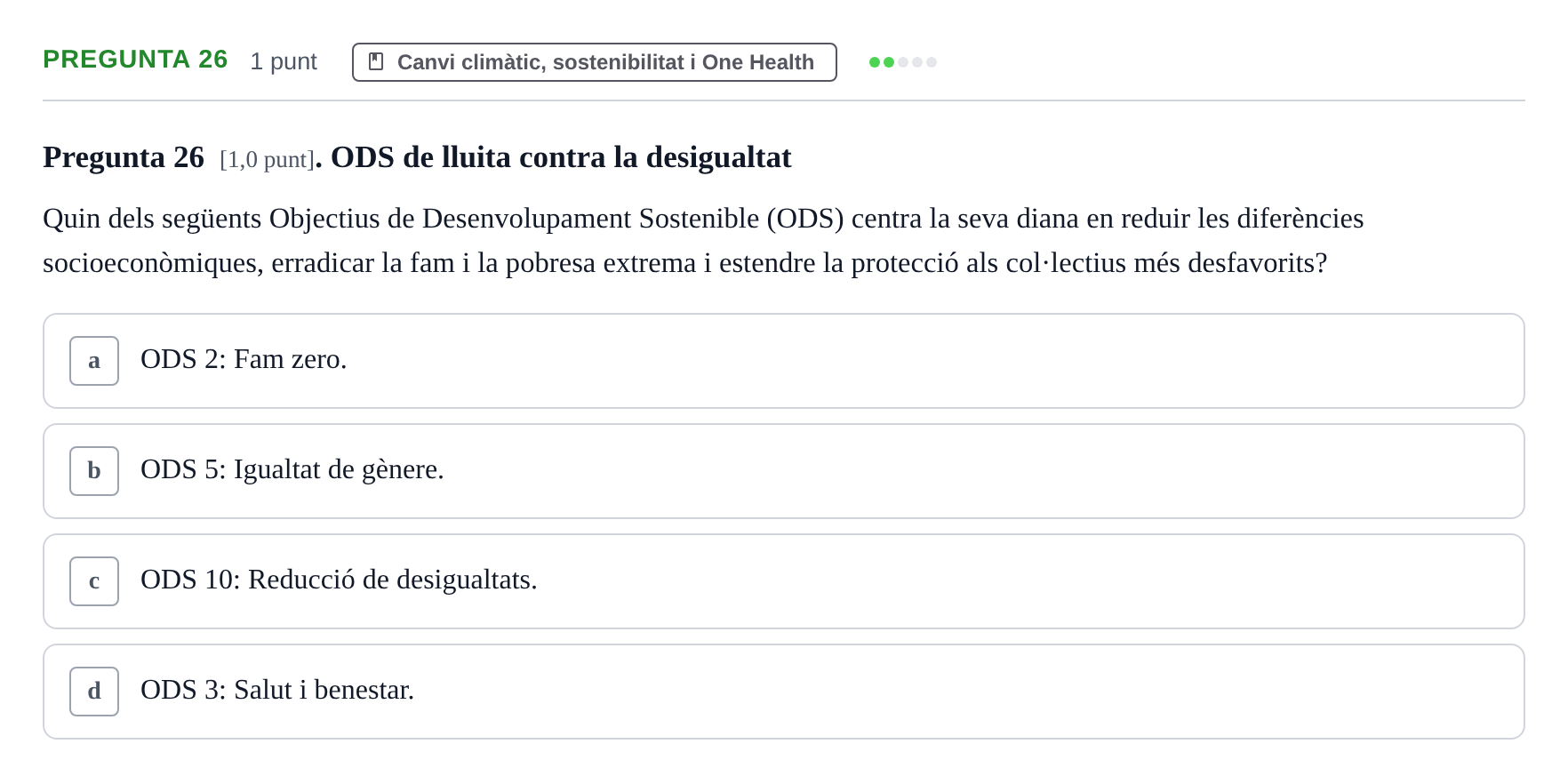 Enunciado: Pregunta 26 · Infermeria de salut pùblica i comunitària UB Juny 2023
