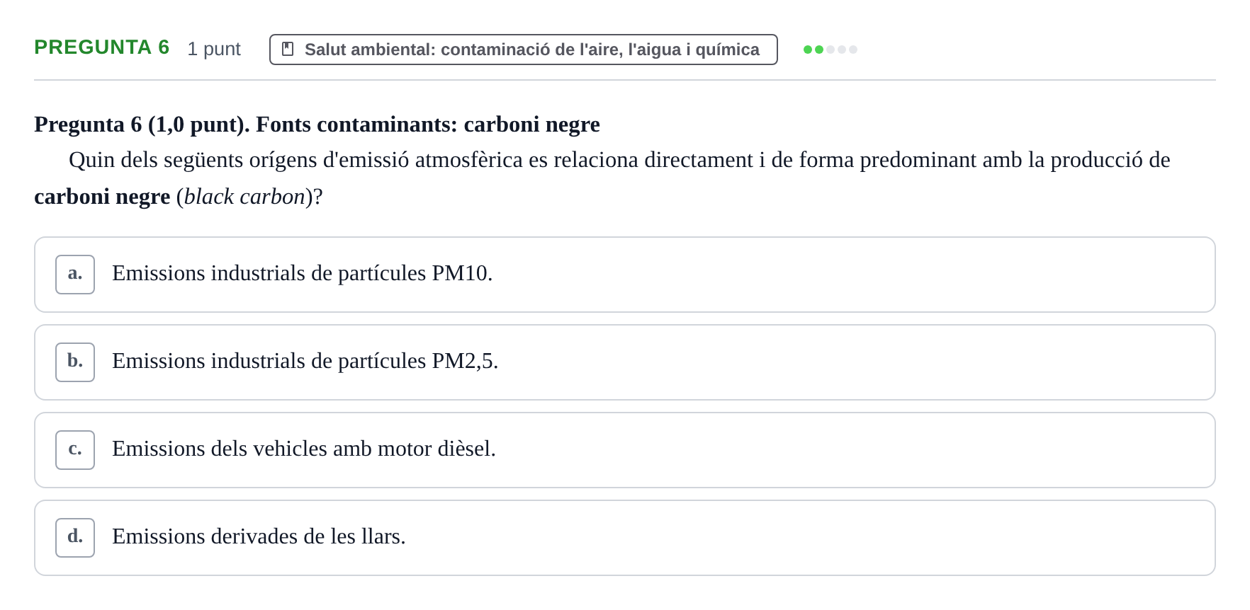 Enunciado: Pregunta 6 · Infermeria de salut pùblica i comunitària UB Juny 2023