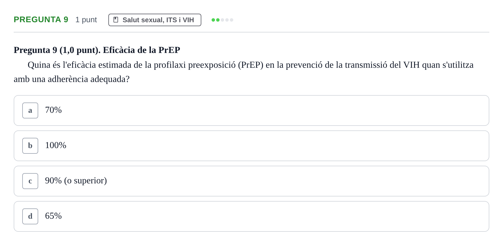 Enunciado: Pregunta 9 · Infermeria de salut pùblica i comunitària UB Juny 2023