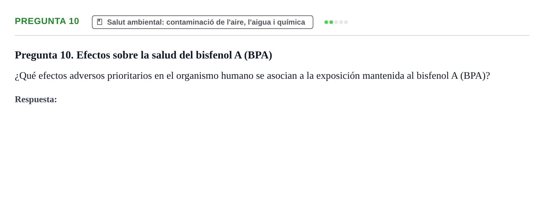 Enunciado: Pregunta 10 · Infermeria de salut pùblica i comunitària UB Examen de Salud Pública y Comunitaria