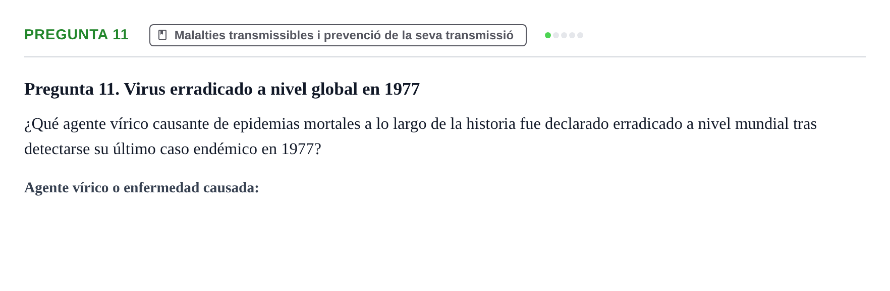 Enunciado: Pregunta 11 · Infermeria de salut pùblica i comunitària UB Examen de Salud Pública y Comunitaria