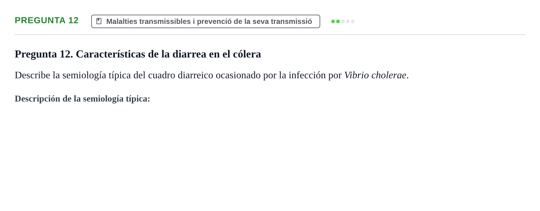 Enunciado: Pregunta 12 · Infermeria de salut pùblica i comunitària UB Examen de Salud Pública y Comunitaria