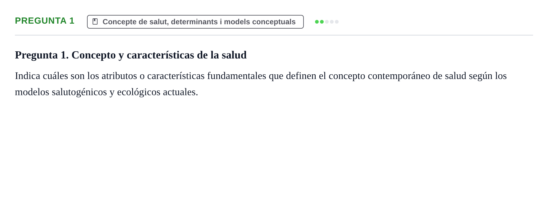 Enunciado: Pregunta 1 · Infermeria de salut pùblica i comunitària UB Examen de Salud Pública y Comunitaria
