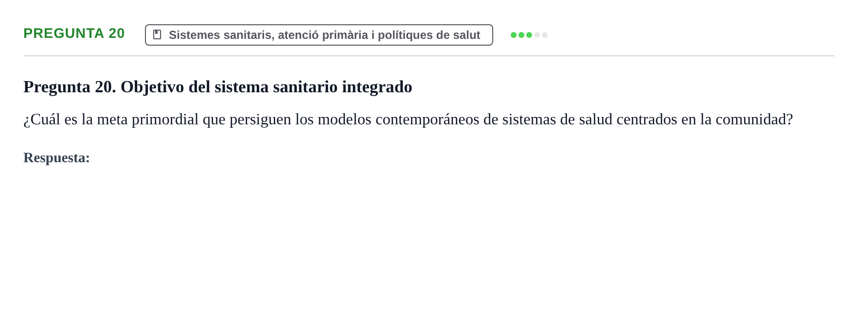 Enunciado: Pregunta 20 · Infermeria de salut pùblica i comunitària UB Examen de Salud Pública y Comunitaria