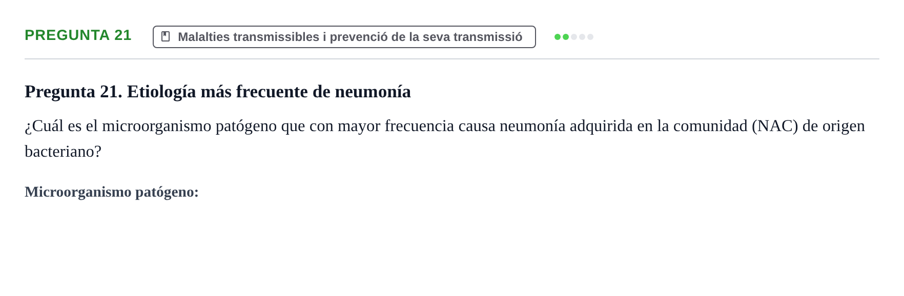 Enunciado: Pregunta 21 · Infermeria de salut pùblica i comunitària UB Examen de Salud Pública y Comunitaria
