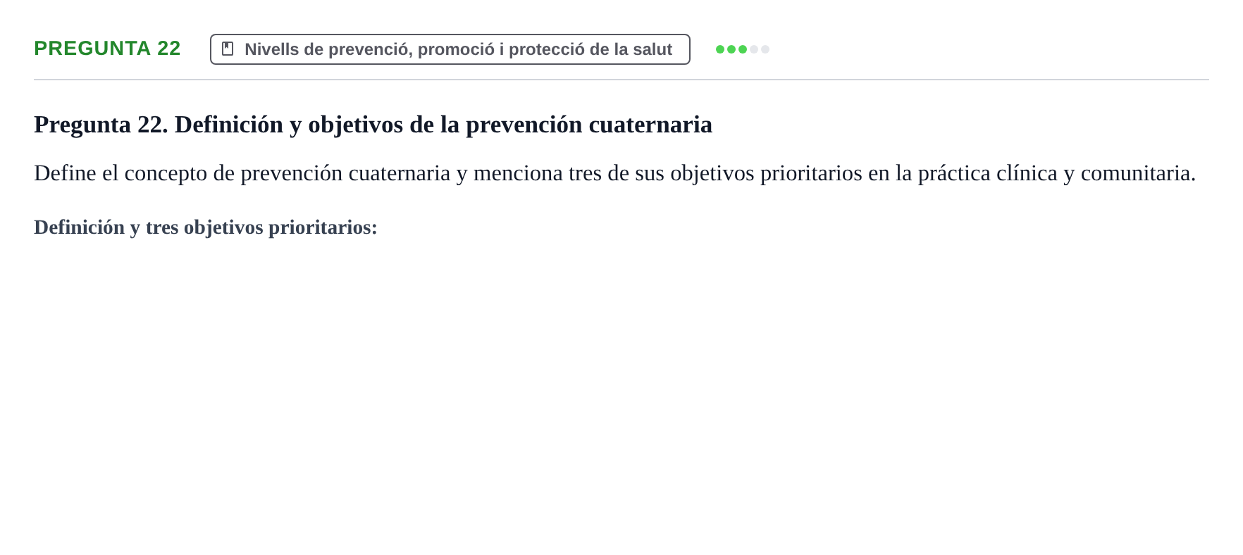 Enunciado: Pregunta 22 · Infermeria de salut pùblica i comunitària UB Examen de Salud Pública y Comunitaria