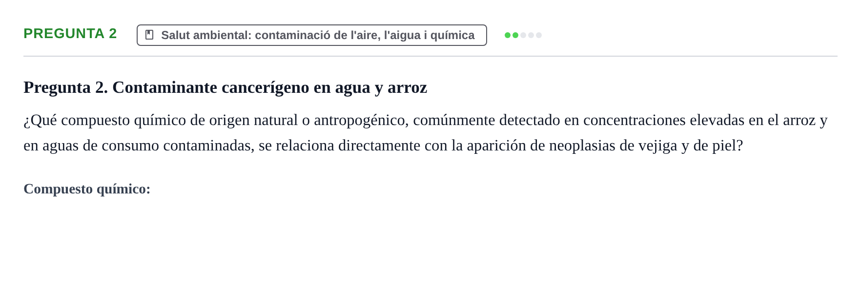 Enunciado: Pregunta 2 · Infermeria de salut pùblica i comunitària UB Examen de Salud Pública y Comunitaria