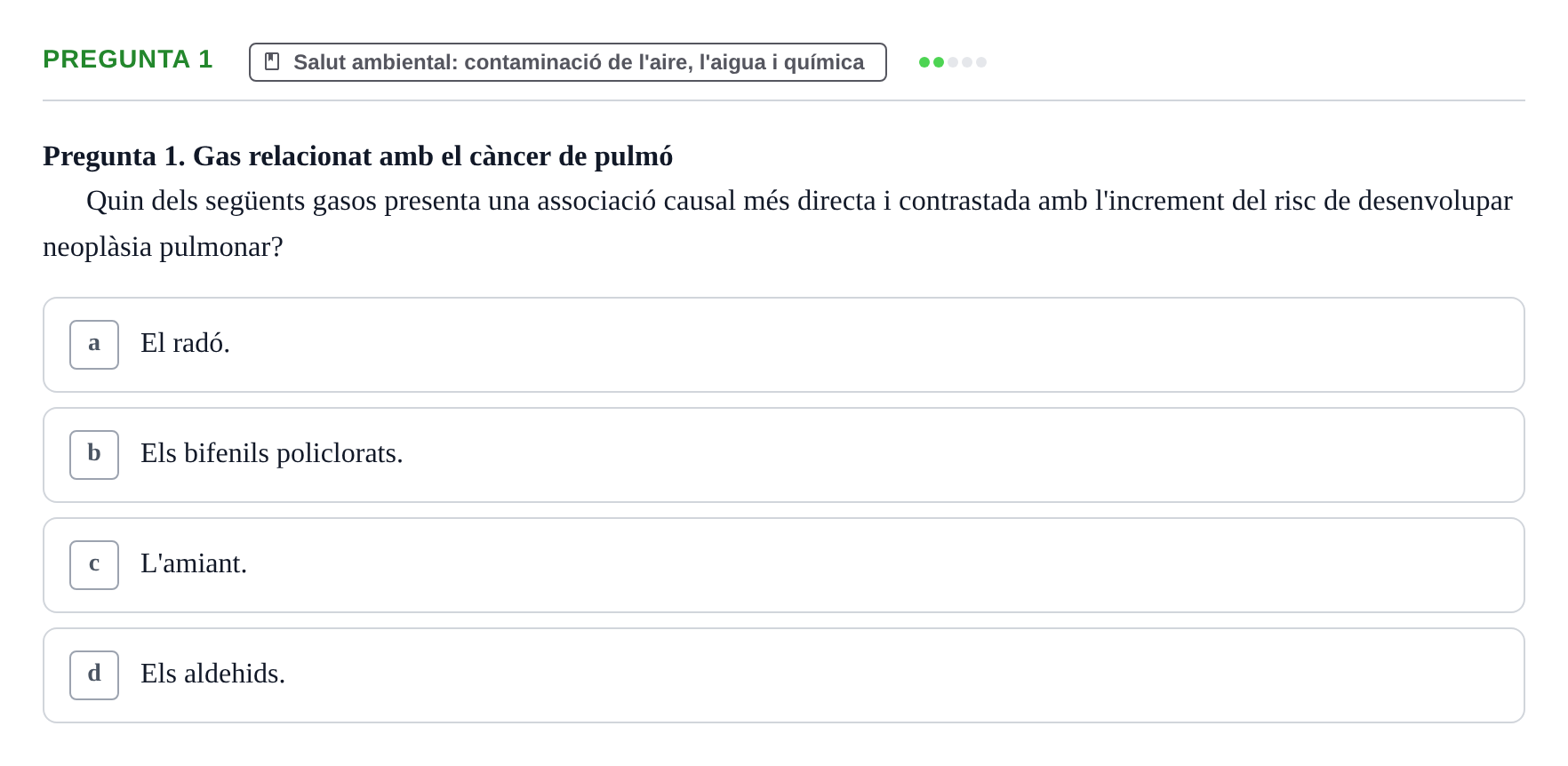 Enunciado: Pregunta 1 · Infermeria de salut pùblica i comunitària UB Examen Parcial de Salut Pública i Comunitària