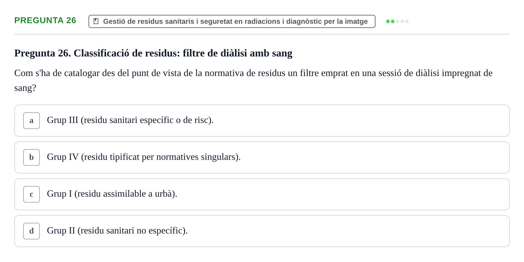 Enunciado: Pregunta 26 · Infermeria de salut pùblica i comunitària UB Examen Parcial de Salut Pública i Comunitària