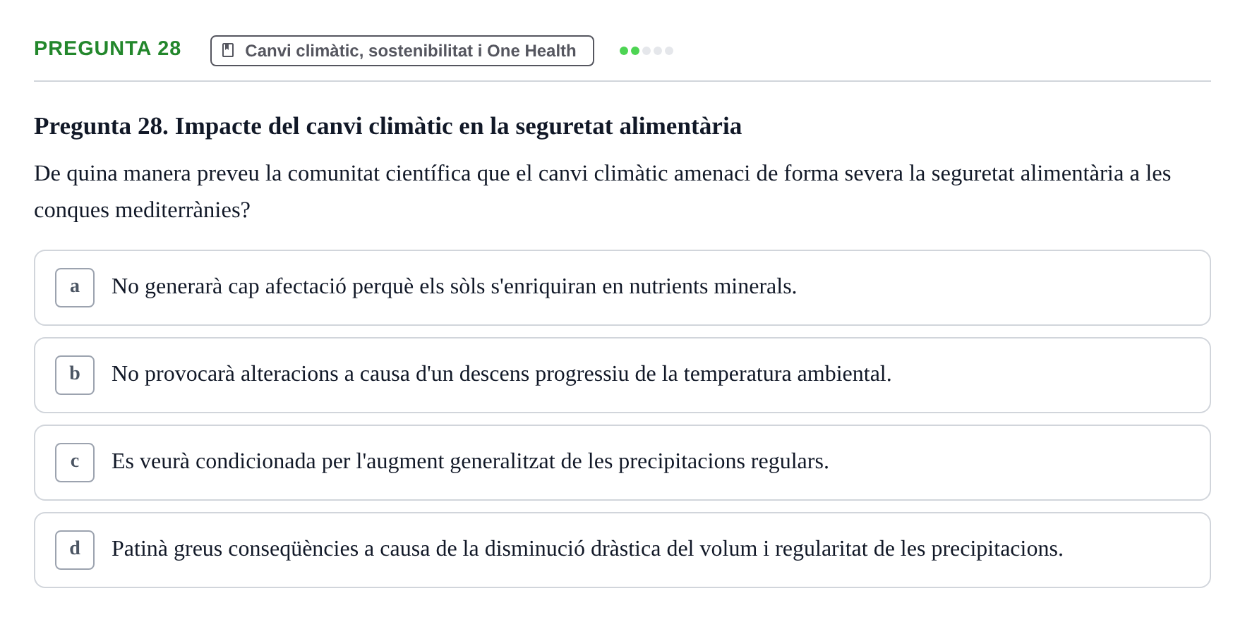 Enunciado: Pregunta 28 · Infermeria de salut pùblica i comunitària UB Examen Parcial de Salut Pública i Comunitària