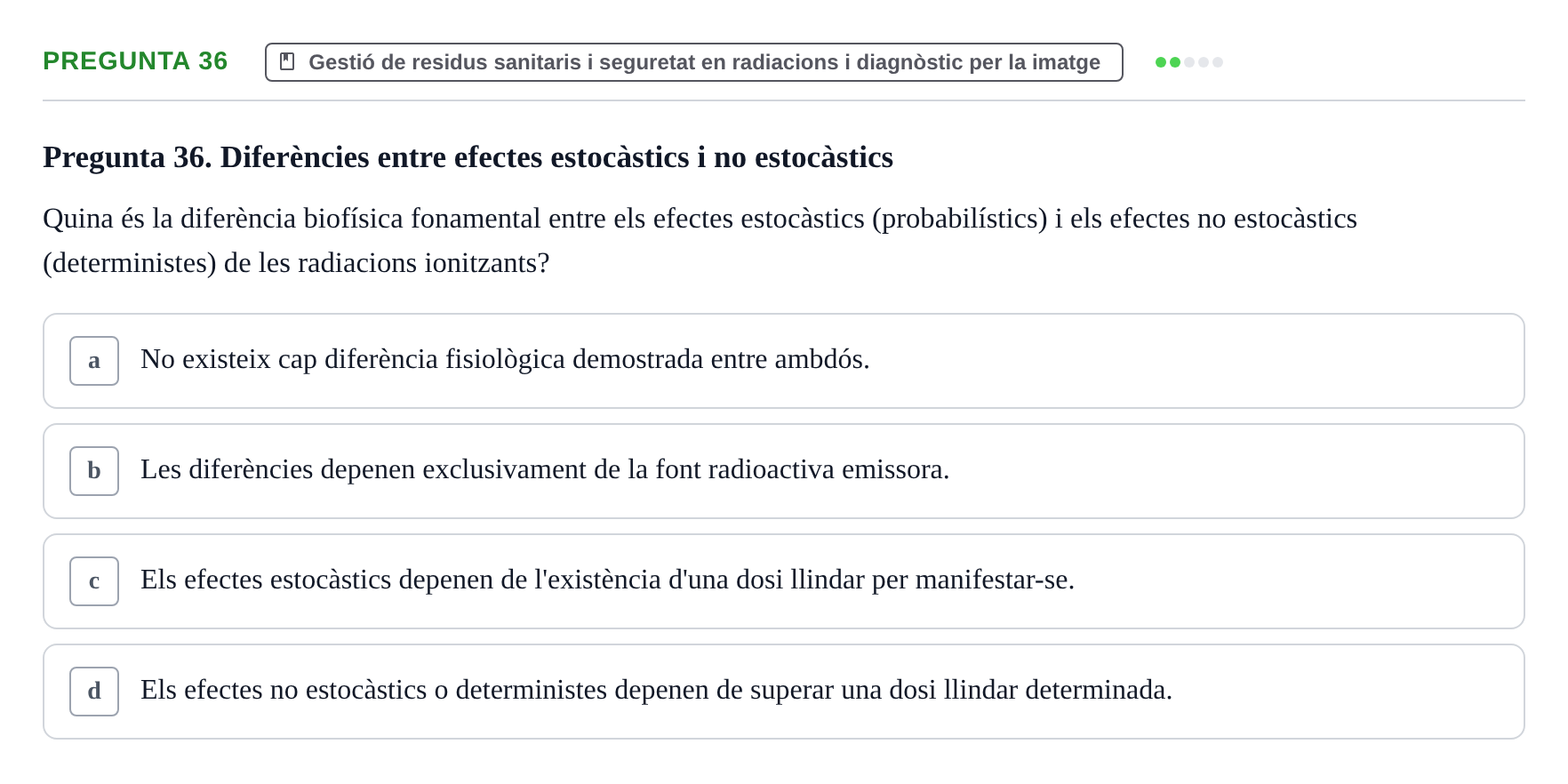 Enunciado: Pregunta 36 · Infermeria de salut pùblica i comunitària UB Examen Parcial de Salut Pública i Comunitària