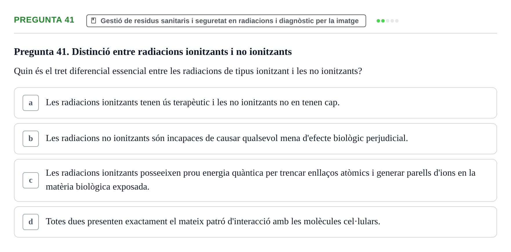 Enunciado: Pregunta 41 · Infermeria de salut pùblica i comunitària UB Examen Parcial de Salut Pública i Comunitària
