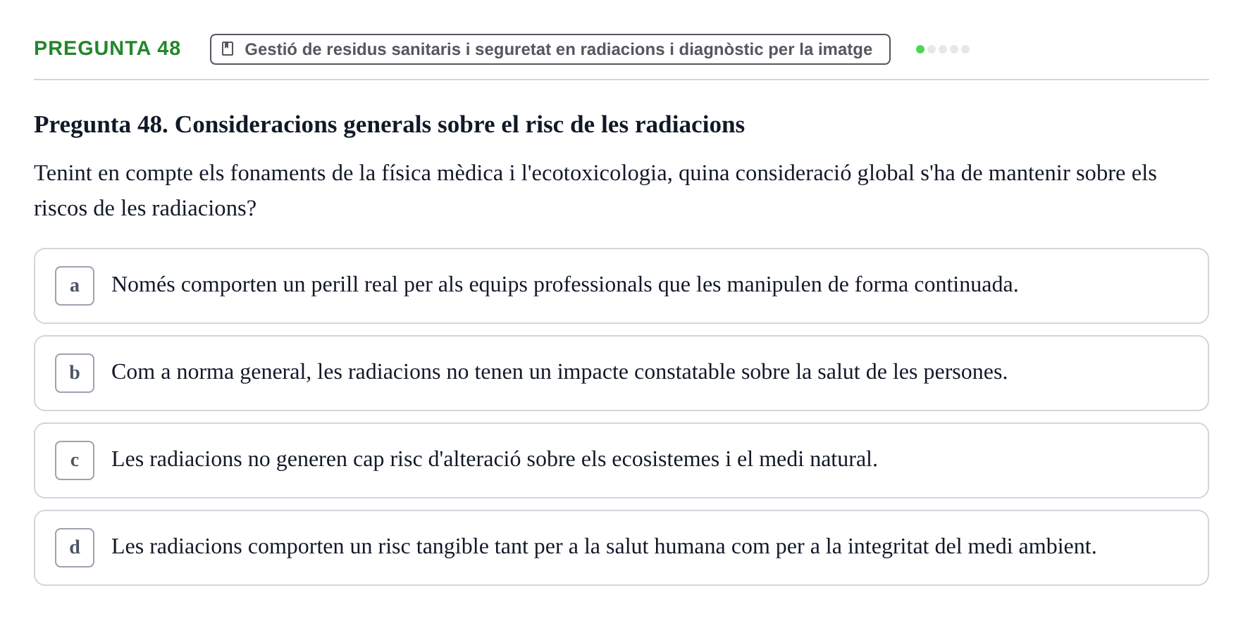 Enunciado: Pregunta 48 · Infermeria de salut pùblica i comunitària UB Examen Parcial de Salut Pública i Comunitària