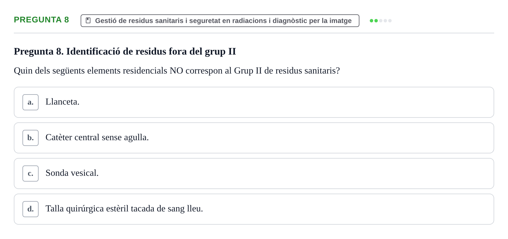 Enunciado: Pregunta 8 · Infermeria de salut pùblica i comunitària UB Examen Parcial de Salut Pública i Comunitària