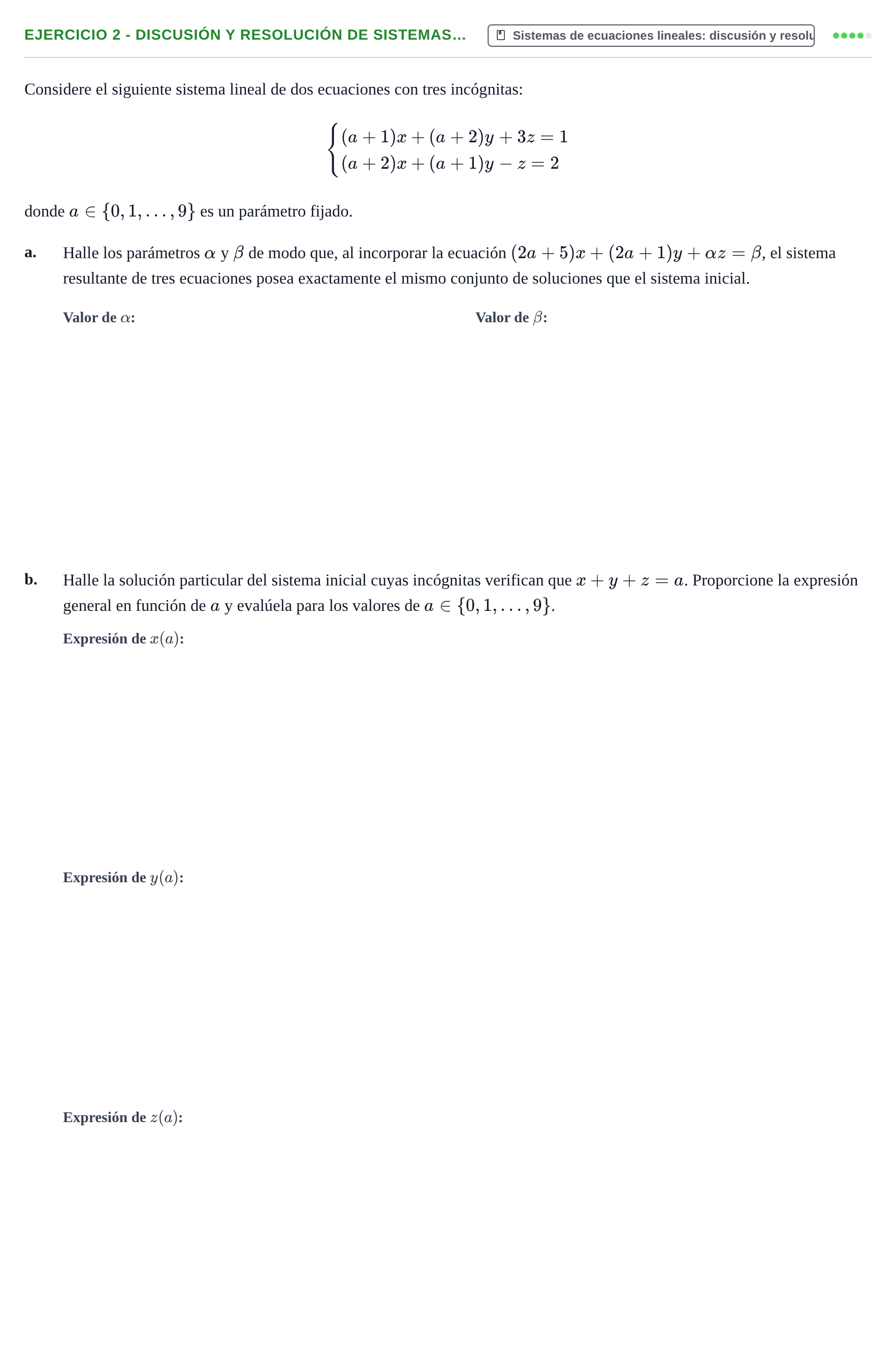 Enunciado: Ejercicio 2 - Discusión y resolución de sistemas… · Álgebra UOC Examen Final de Álgebra - Turno 3