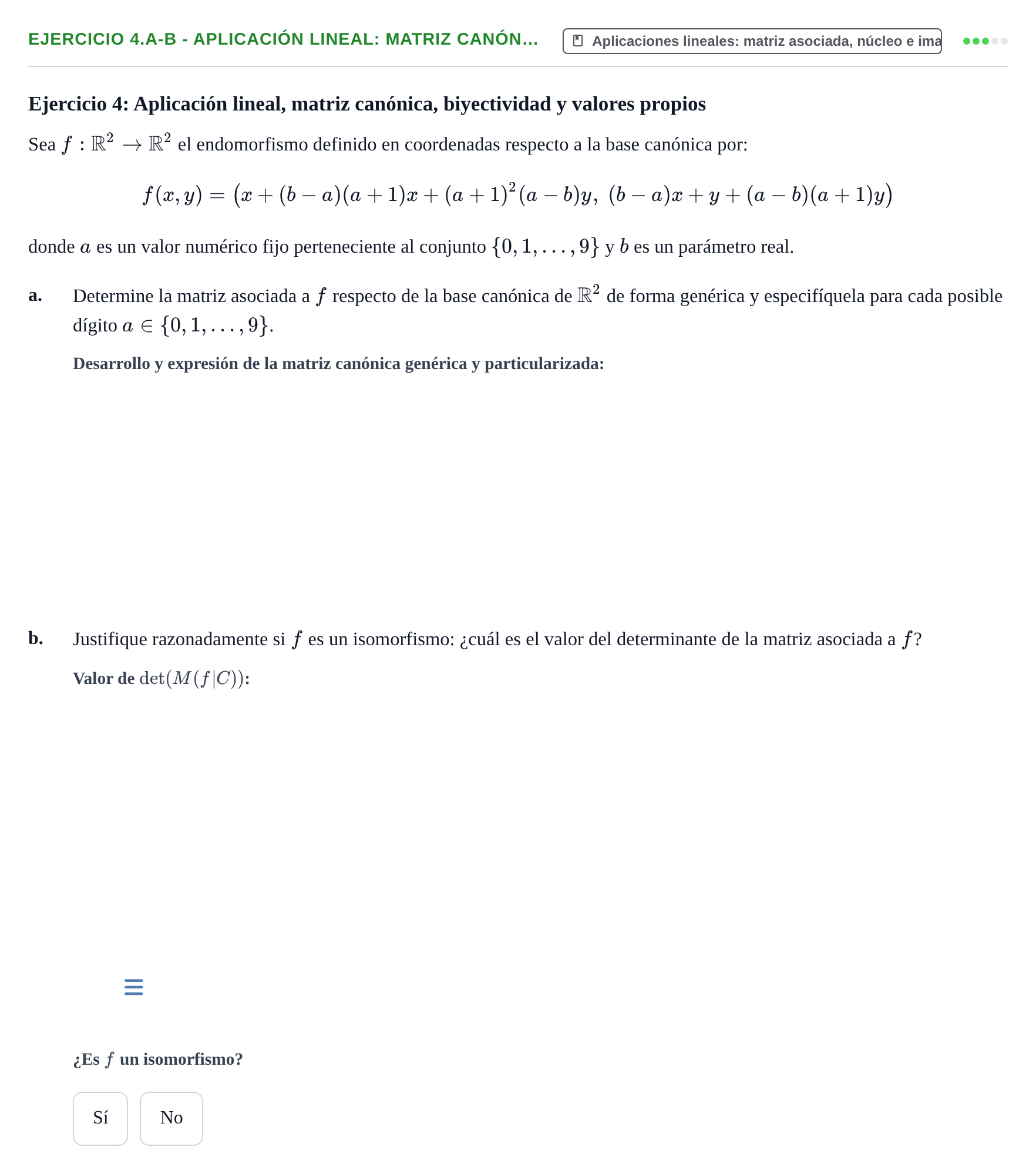 Enunciado: Ejercicio 4.a-b - Aplicación lineal: matriz canón… · Álgebra UOC Examen Final de Álgebra - Turno 3