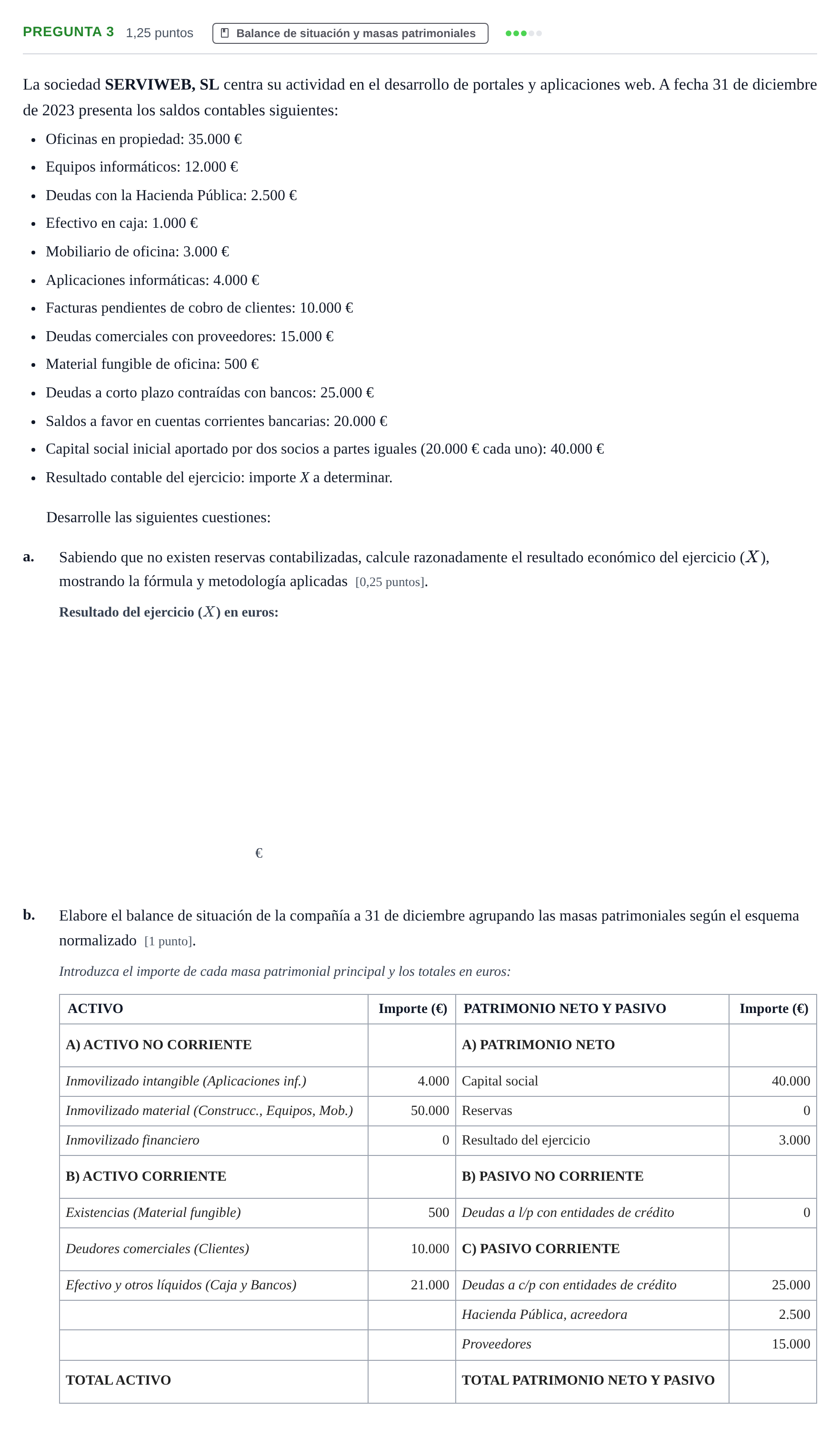 Enunciado: Pregunta 3 - Balance de situación · Administración y gestión de organizaciones UOC Juny 2024