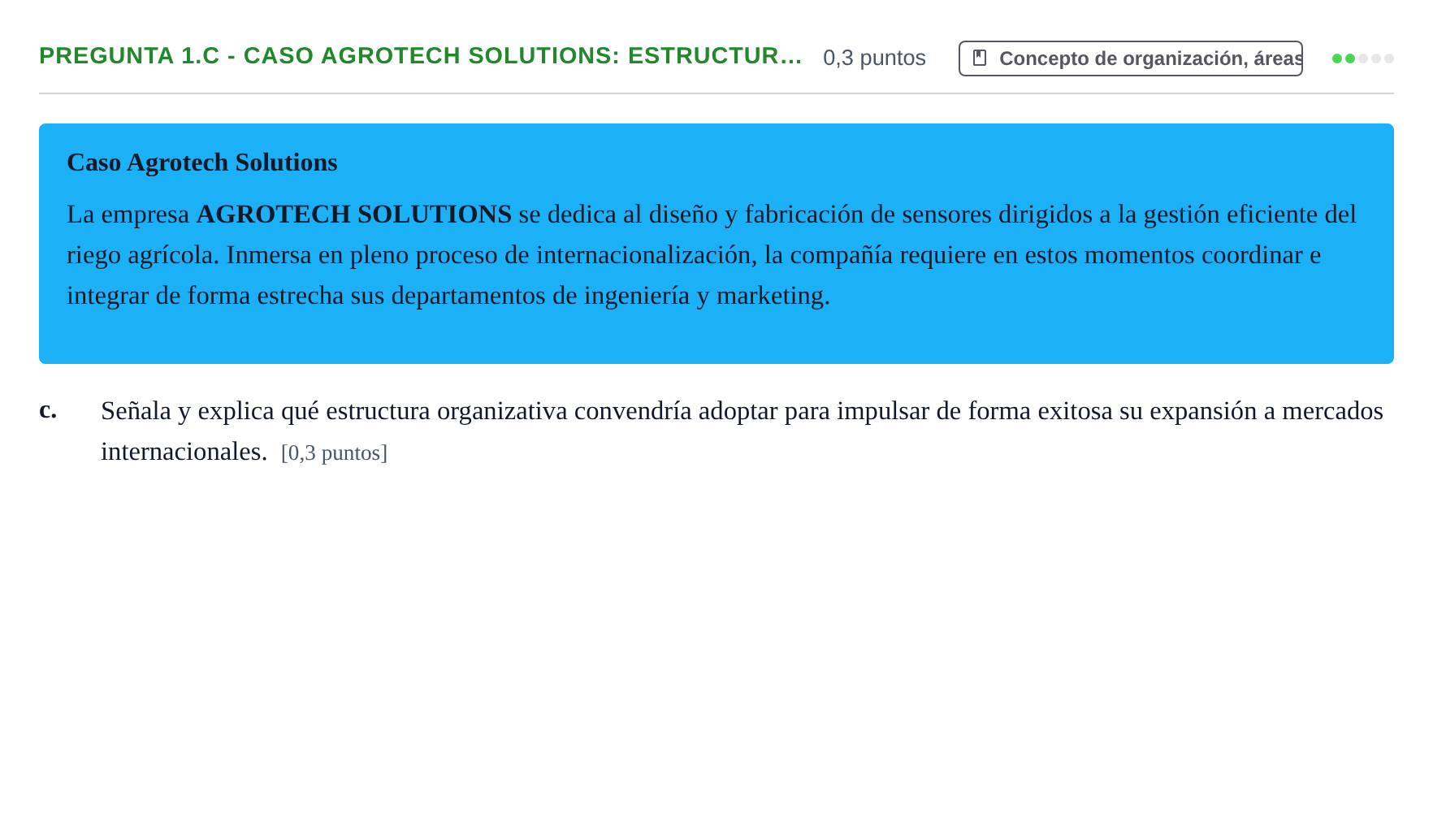 Enunciado: Pregunta 1.c - Caso Agrotech Solutions: Estructur… · Administración y gestión de organizaciones UOC 2026