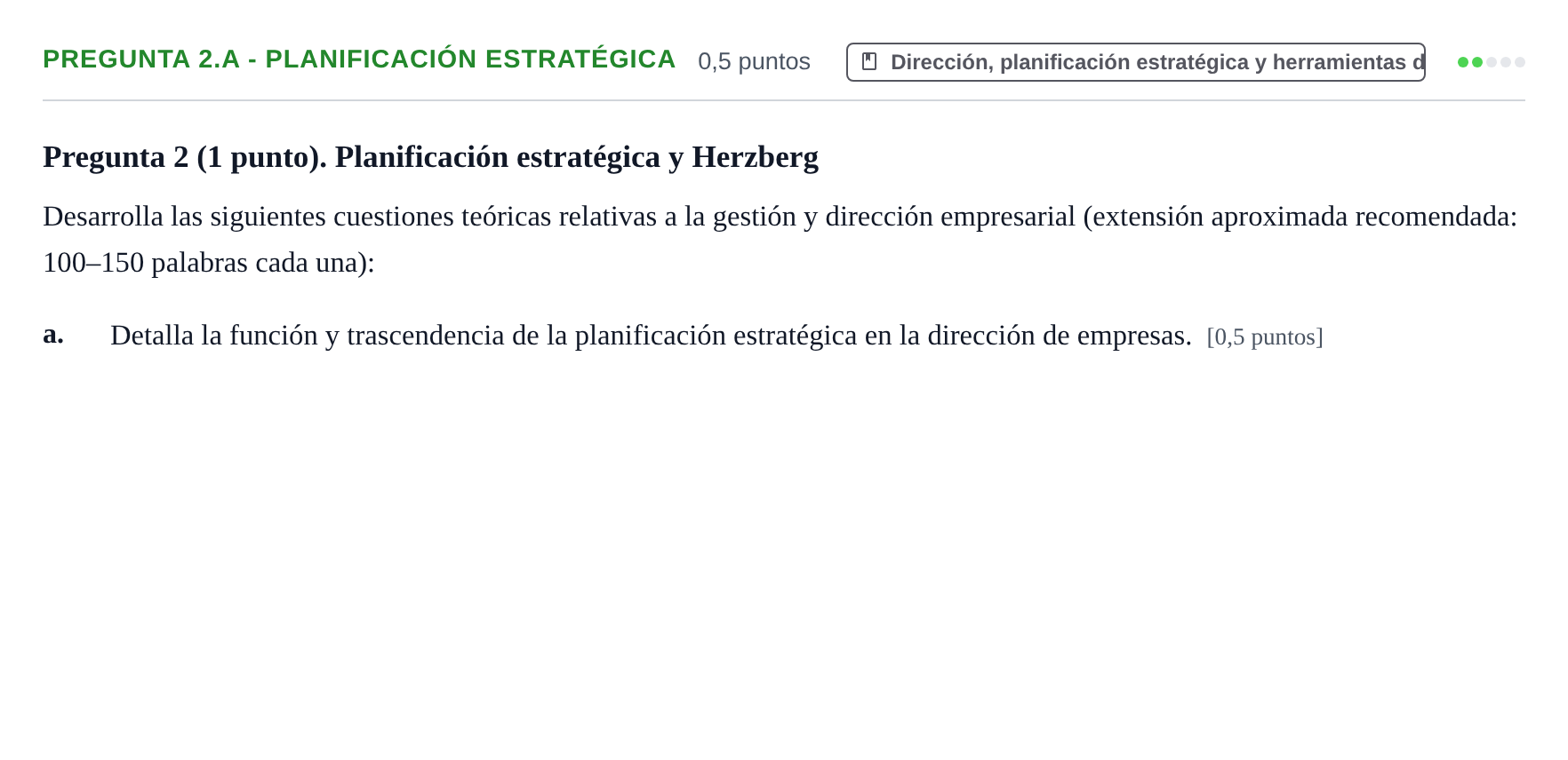 Enunciado: Pregunta 2.a - Planificación estratégica · Administración y gestión de organizaciones UOC 2026