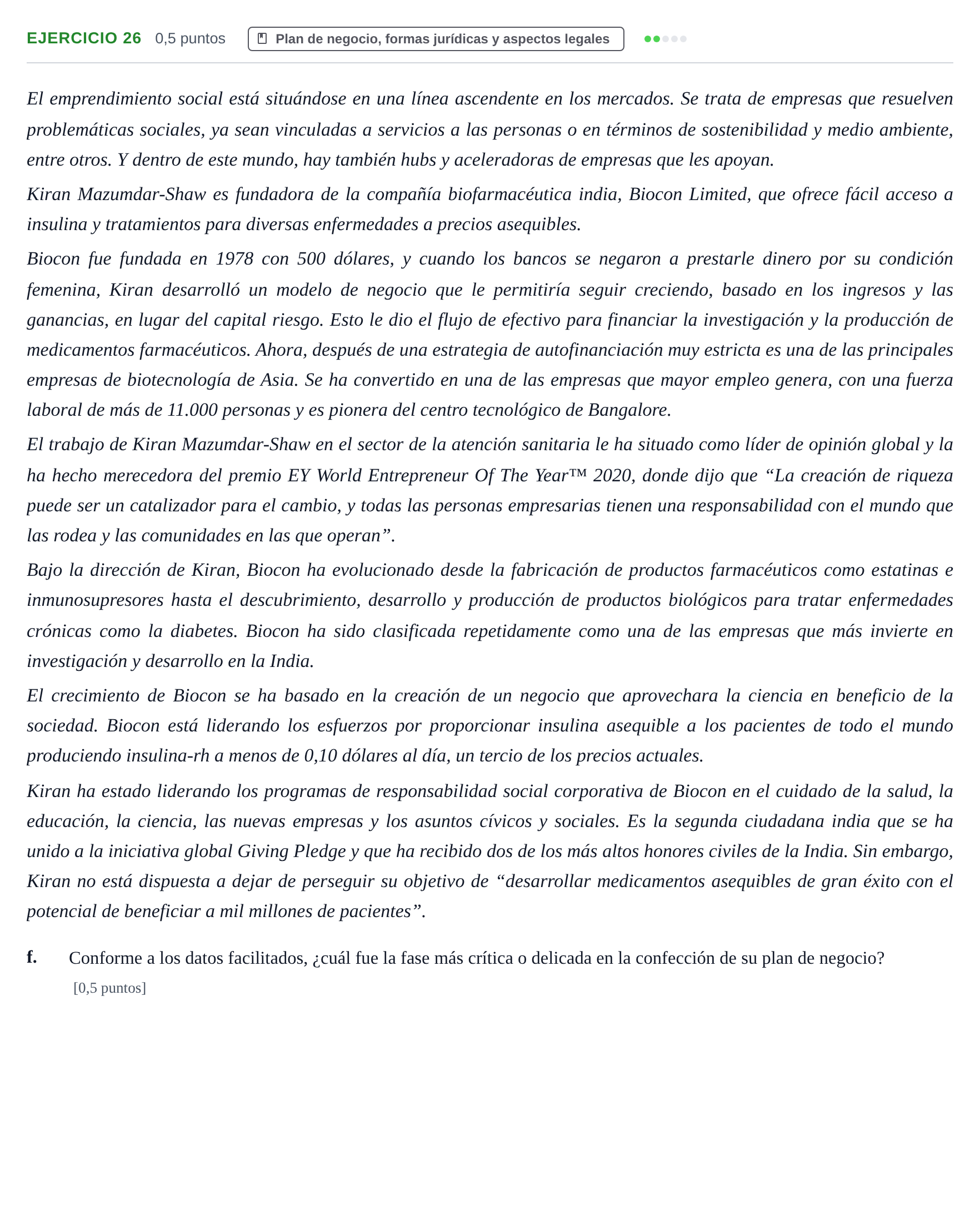 Enunciado: Ejercicio 26 - Plan de negocio · Administración y gestión de organizaciones UOC 2023