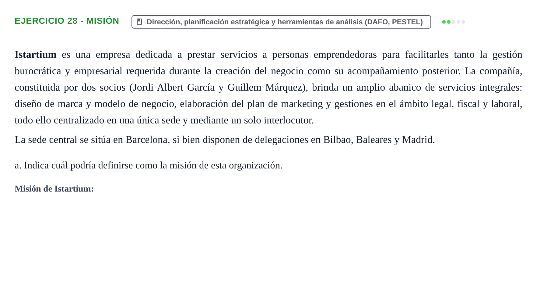 Enunciado: Ejercicio 28 - Misión · Administración y gestión de organizaciones UOC 2023