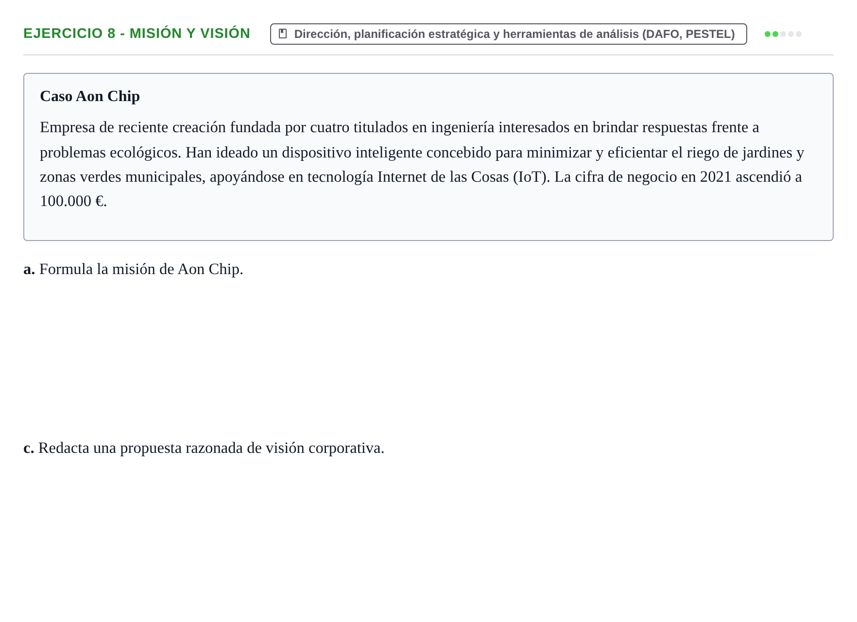Enunciado: Ejercicio 8 - Misión y visión · Administración y gestión de organizaciones UOC 2023