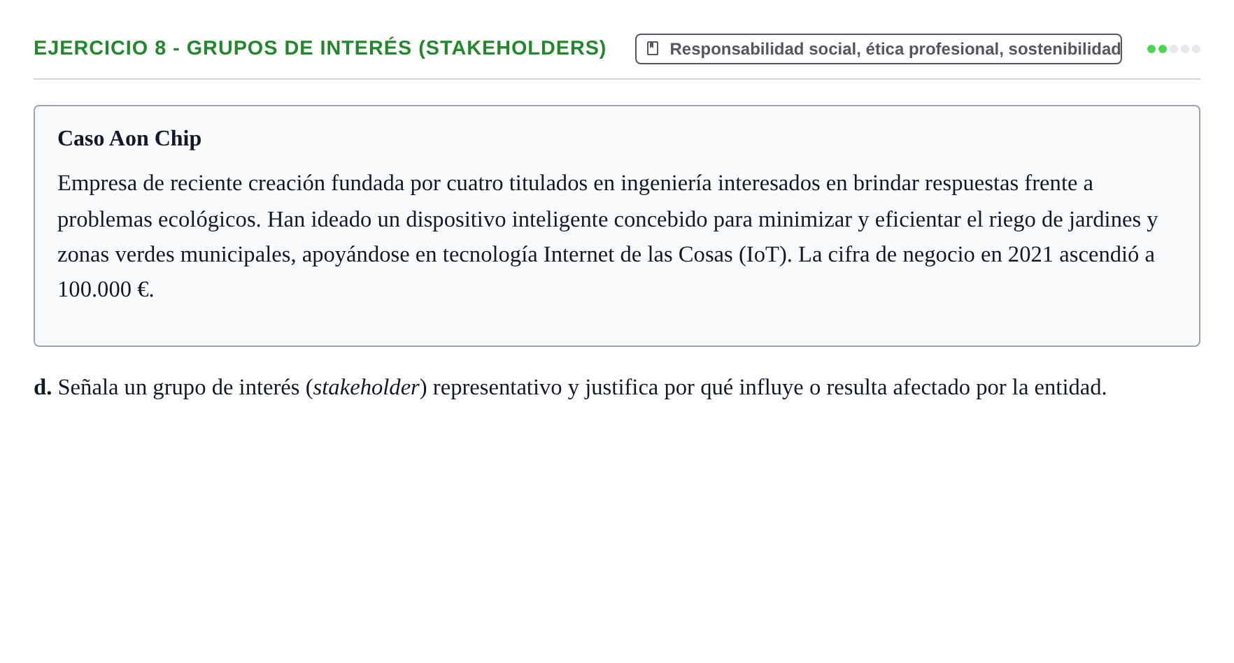 Enunciado: Ejercicio 8 - Grupos de interés (stakeholders) · Administración y gestión de organizaciones UOC 2023