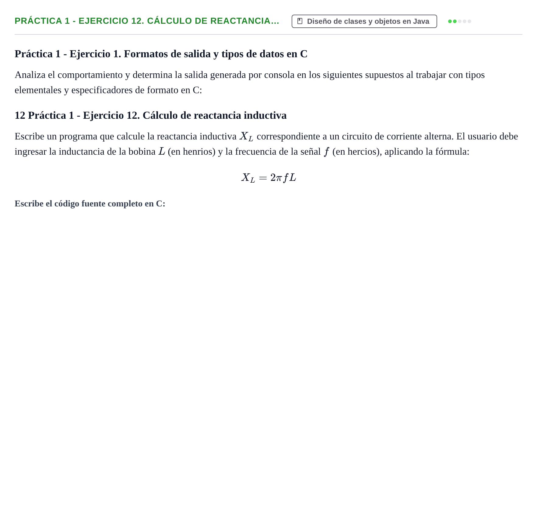 Enunciado: Práctica 1 - Ejercicio 12. Cálculo de reactancia…